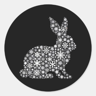 Sneeuwvlok Kerstmis - Bunny Rabbit Ronde Sticker
