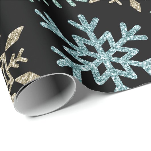 Sneeuwvlok Kerstmis Groen Goud Cadeaupapier (Rol Hoek)