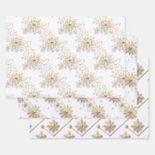 Sneeuwvlok Kerstmis naadloos patroon wit goud Inpakpapier Vel