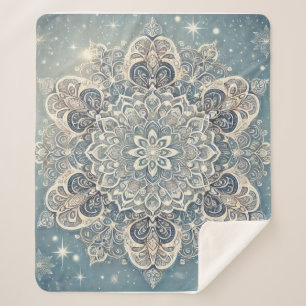 Sneeuwvlok Mandala in Frosty Hues 3 Sherpa Deken