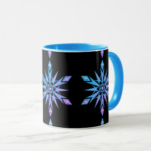 Sneeuwvlok midden eeuw zwart paarse blauw diamant mok