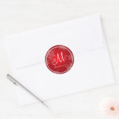 Sneeuwvlok Monogram Bruiloft Ronde Sticker (Envelop)