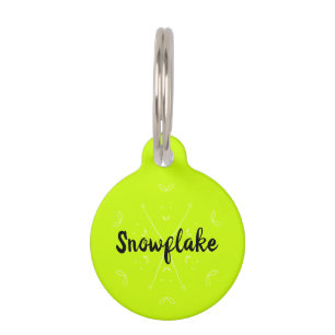 Sneeuwvlok neon groene winter naam huisdierpenning