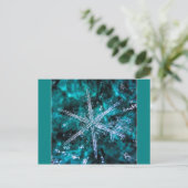 Sneeuwvlok op groene foto briefkaart (Staand voorkant)