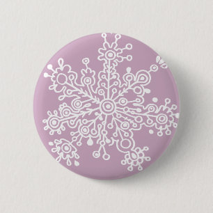 Sneeuwvlok (op licht Paars) Ronde Button 5,7 Cm