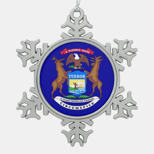 Sneeuwvlok Ornament met Michigan Flag (Voorkant)
