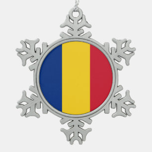 Sneeuwvlok Ornament met vlag van Roemenië