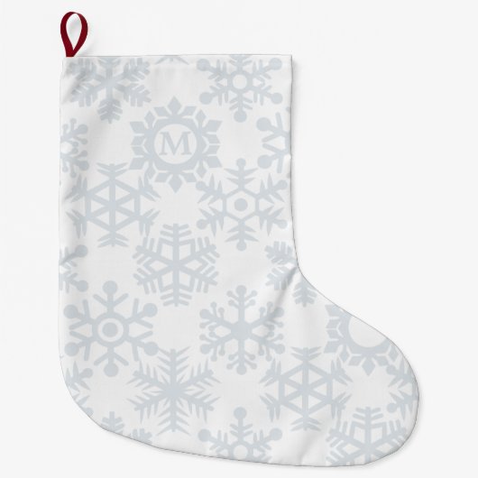 Sneeuwvlok Patroon Monogrammed Kerst Kous Grote Kerstsok (Voorkant)