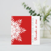 Sneeuwvlok rode winter bruiloft Save the Date (Staand voorkant)