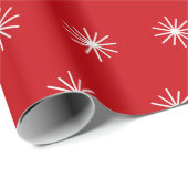 Sneeuwvlok rood en wit patroon cadeaupapier (Rol Hoek)