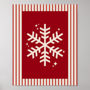 Sneeuwvlok Rood Gestreept Poster