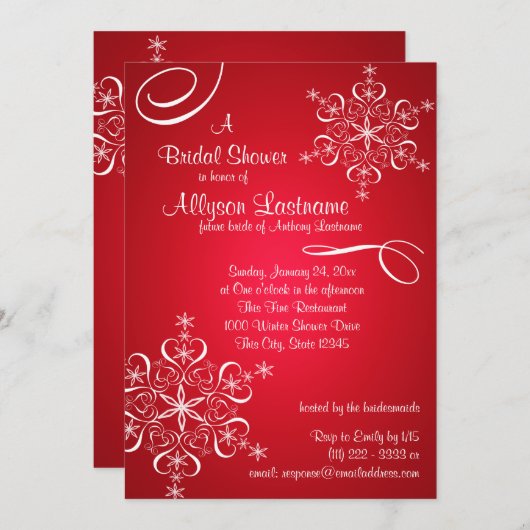 Sneeuwvlok Rood Vrijgezellenfeest Kaart (Voorkant / Achterkant)