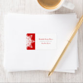 Sneeuwvlok rood wit winter bruiloft label (Insitu)