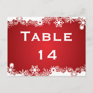 Sneeuwvlok rood wit winter trouwtafel nummer briefkaart
