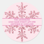 Sneeuwvlok roze glam chique rustieke envelop afdic ronde sticker (Voorkant)