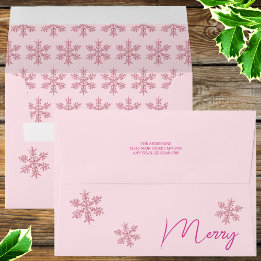 Sneeuwvlok Roze Glam Rustieke Sparkle Kerstmis Envelop