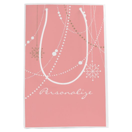 Sneeuwvlok roze midden eeuw elegante winter schatt medium cadeauzakje (Voorkant)