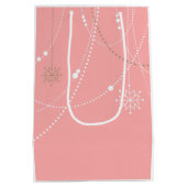 Sneeuwvlok roze midden eeuw elegante winter schatt medium cadeauzakje (Achterkant)