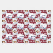 Sneeuwvlok Roze Opal Pinstripes 3 Foto Kerstmis Inpakpapier Vel (Voorkant)