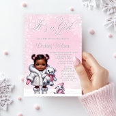 Sneeuwvlok Roze Winter Wonderland Baby shower Kaart