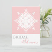 Sneeuwvlok roze, witte winter bruiloft vrijgezelle kaart (Staand voorkant)