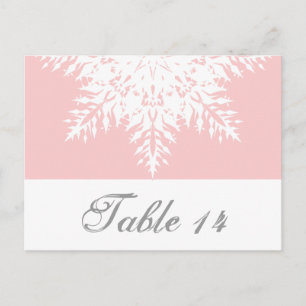 Sneeuwvlok roze, witte winter trouwtafel nummer briefkaart