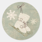  sneeuwvlok schaatsen  wintergroen ronde sticker (Voorkant)