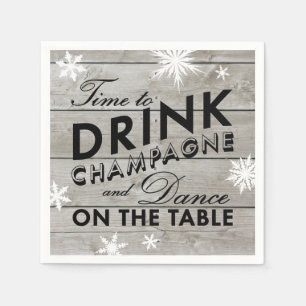 Sneeuwvlok Servet Tijd om Champagne te Drinken