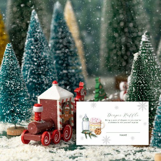 Sneeuwvlok S'more Koekje Luier Raffle Baby Shower Informatiekaartje