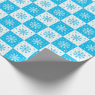 Sneeuwvlok & Sneeuwpatroon (Blauw) Cadeaupapier