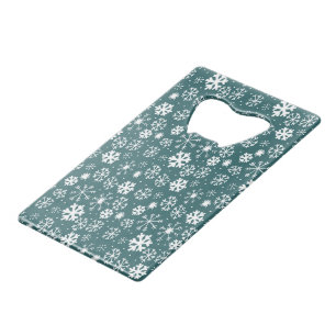 Sneeuwvlok Sneeuwstorm in Aqua Blauw Kredietkaart Flessenopener