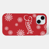 Sneeuwvlok Verloofde wit op rood Case-Mate iPhone Case (Achterkant (horizontaal))