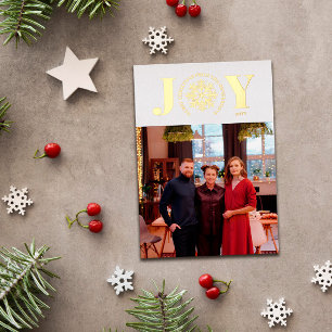 Sneeuwvlok Vreugde Gebogen Tekst Foto Vrolijk Kers Folie Feestdagenkaart