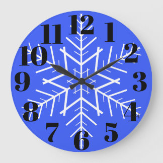 Sneeuwvlok wandklok in blauw grote klok