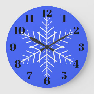 Sneeuwvlok wandklok in blauw grote klok