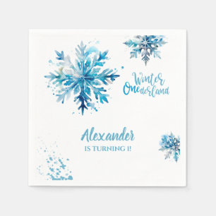 Sneeuwvlok Waterverf Blauw Winter ONEderland Servet
