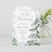 Sneeuwvlok Winter Kerstboom Bruiloft Kaart (Staand voorkant)