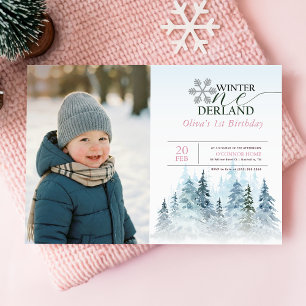 Sneeuwvlok Winter Onederland 1e Verjaardag Kind Fo Kaart