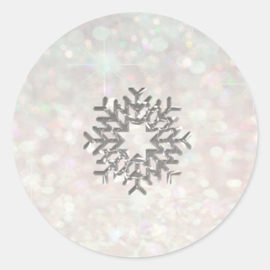 Sneeuwvlok winter Romantische Glitter sparkle pale Ronde Sticker (Voorkant)