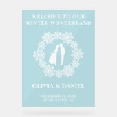 Sneeuwvlok Winter Wedding Welkom Acryl Bord (Voorkant)