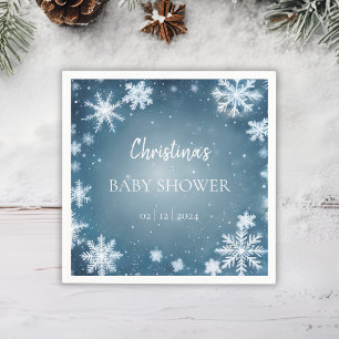 Sneeuwvlok Winter Wonderland Baby shower Blauw Servet