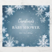 Sneeuwvlok Winter Wonderland Baby shower Blauw Sparkling Wijnetiket (Enkel label)