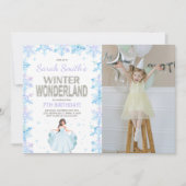 Sneeuwvlok Winter Wonderland Uitnodiging met foto (Voorkant)