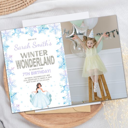 Sneeuwvlok Winter Wonderland Uitnodiging met foto