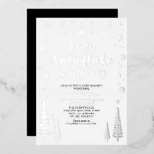 Sneeuwvlok Winterbos Baby shower Echte Folie Uitnodiging