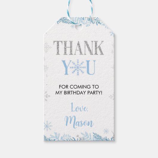 Sneeuwvlok winterverjaardag dank u cadeau Label Cadeaulabel (Voorkant)