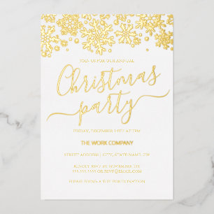 Sneeuwvlok Wit Goud Corporate Christmas Party Folie Uitnodiging