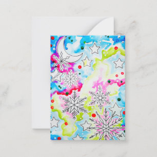 Sneeuwvlok Yule Kunst Notitiekaartje