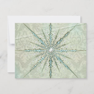 Sneeuwvlok zilver blauwgroen sierlijk  winter feestdagenkaart