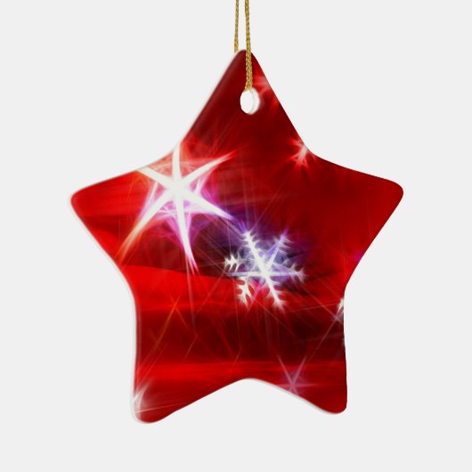 Sneeuwvlokfractal in het rood keramisch ornament (Rechts)